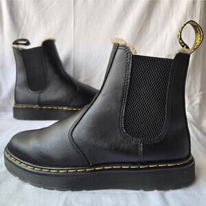 Dr Martens Dorrian FL Women's Faux Fur Lined Leather Chelsea Boots Black Size 6